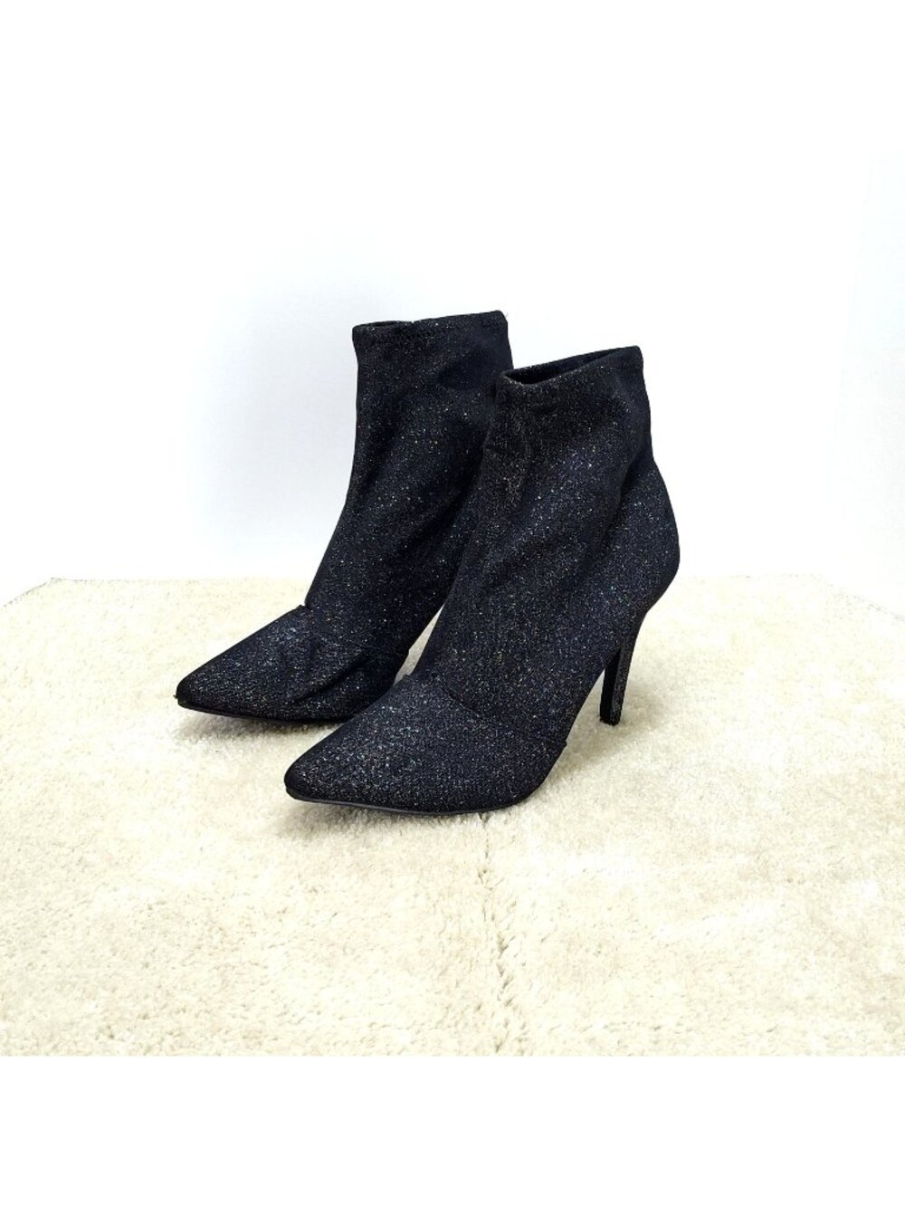 Brash Spicy Sock Ankle Booties Metallic Sparkle Glitter Point Toe Pull-On Size 9